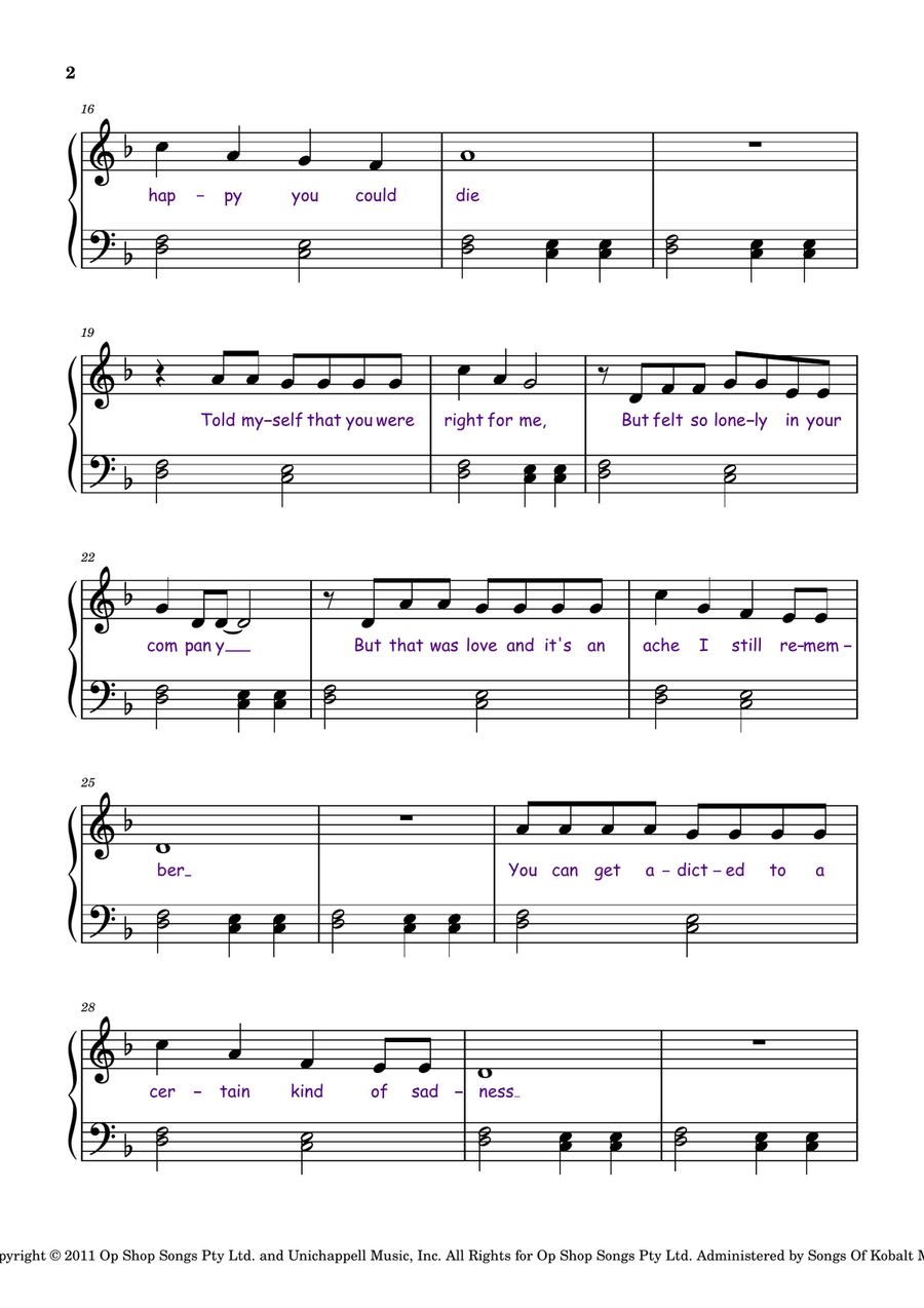 Somebody That I Used To Know Easy Piano scores gallery preview page 2