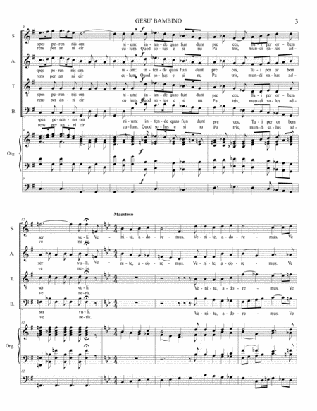 GESU' BAMBINO (The Infant Jesus) - Jesu Redemptor Omnium - Pietro Yon - For SATB Choir and Organ 3 s image number null