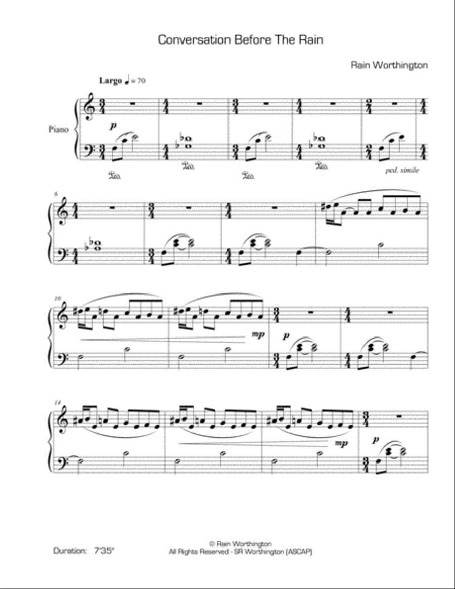 Conversation Before the Rain – for piano Piano Solo scores gallery preview page 2