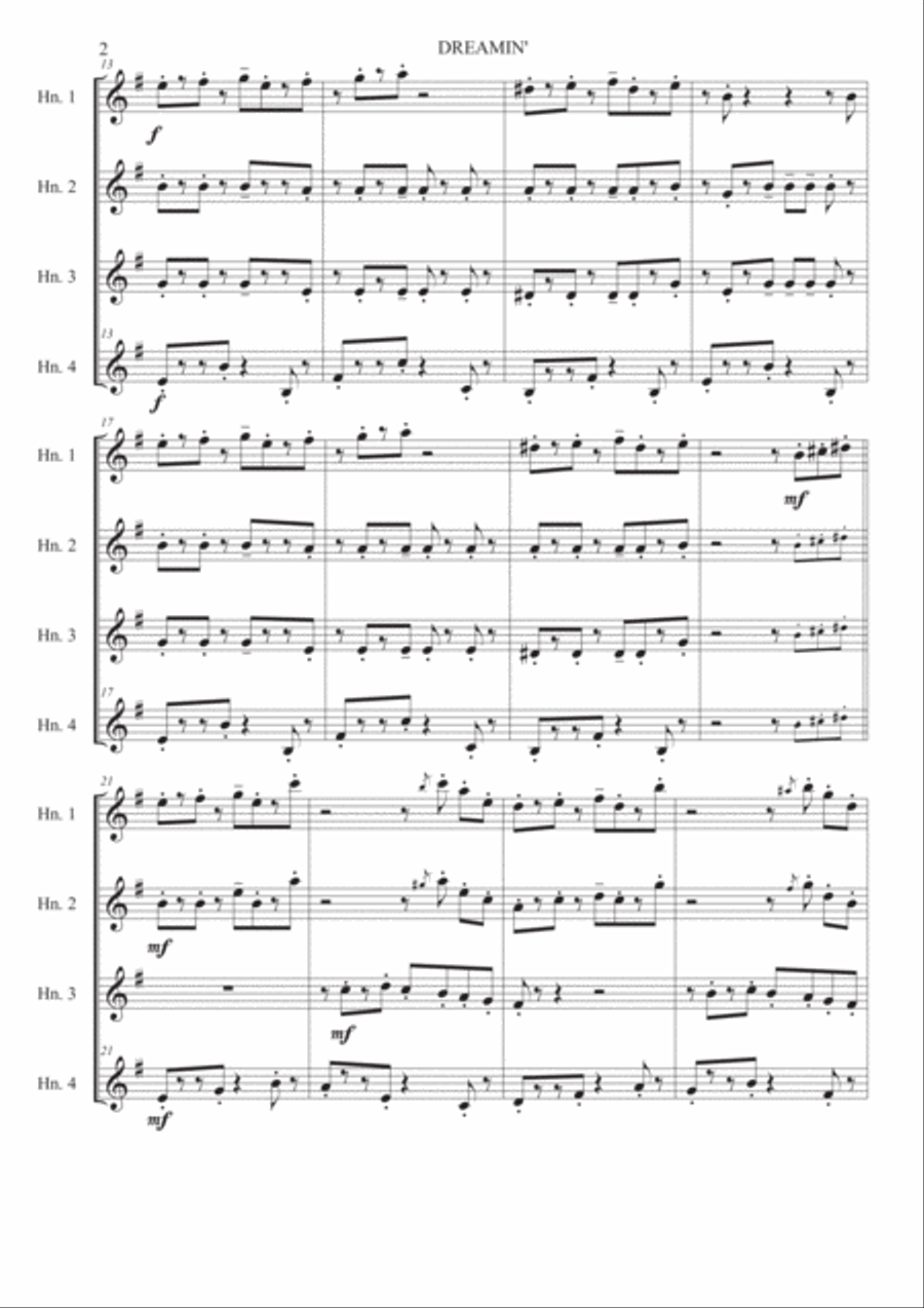 Dreamin' - French Horn quartet French Horn Quartet scores gallery preview page 3