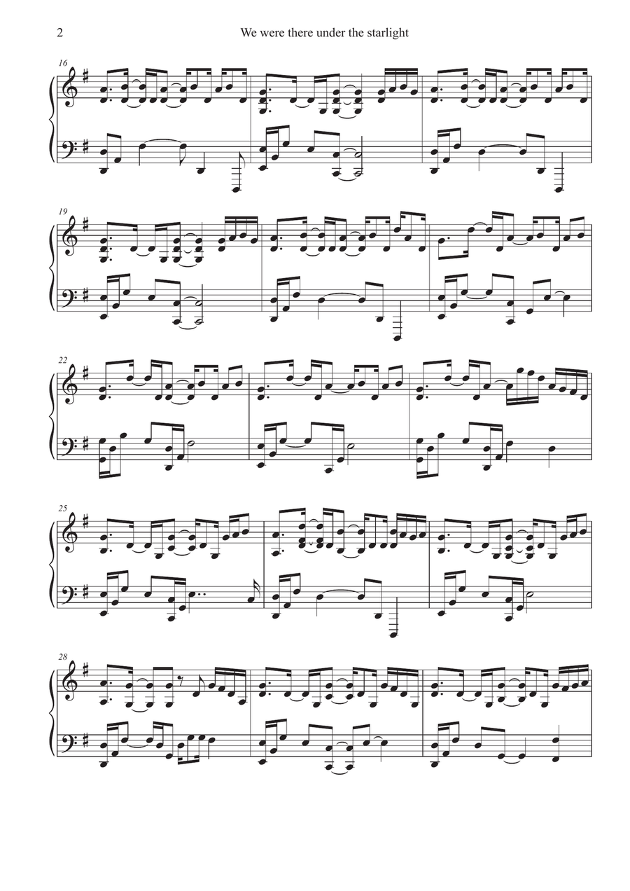 We were there under the starlight Piano Solo scores gallery preview page 2