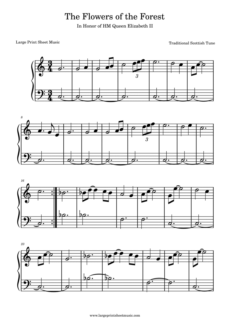 Flowers Of The Forest Easy Piano scores gallery preview page 1
