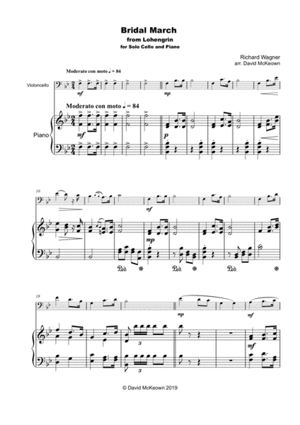 Bridal March, "Here Comes The Bride", for Solo Cello and Piano image number null