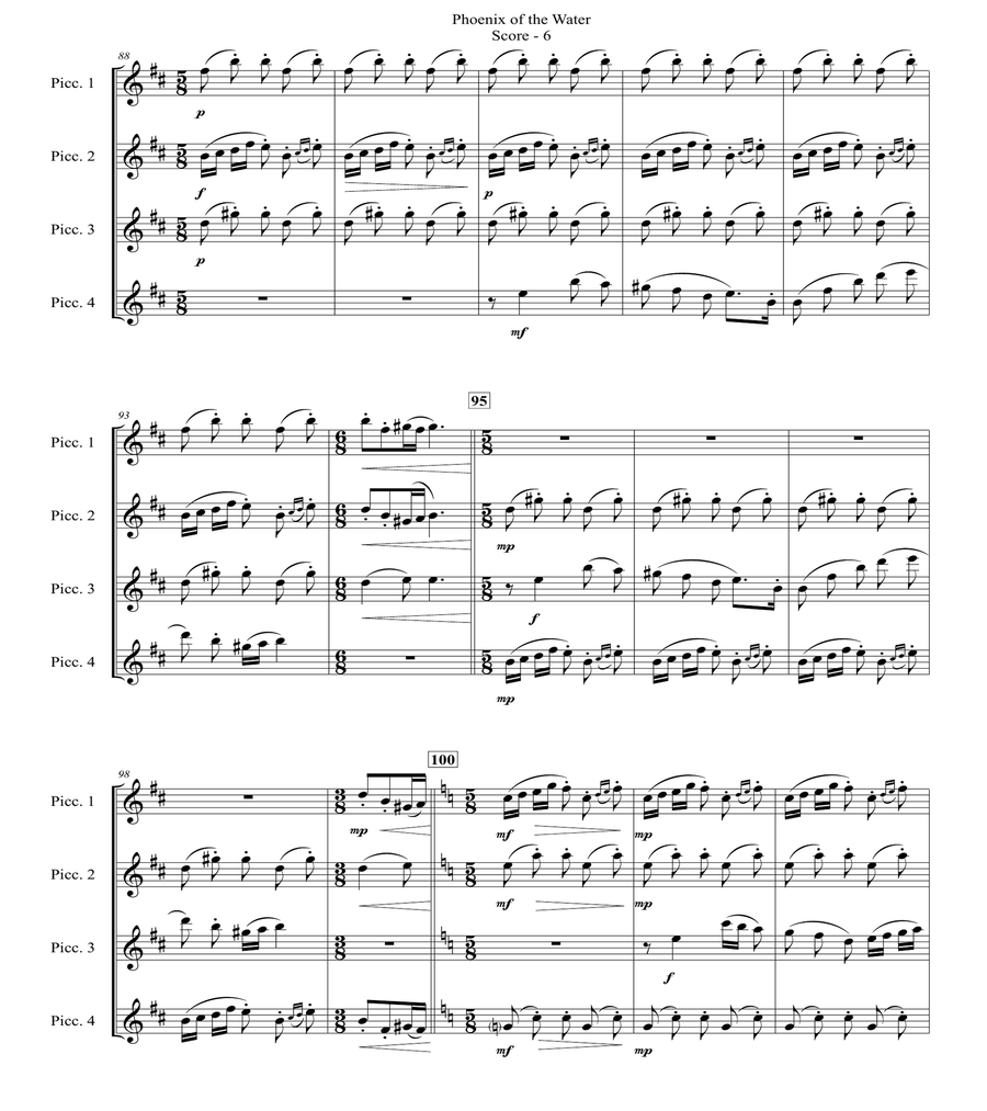 Phoenix of the Water (for Flute Quartet from same or mixed instrumentation)