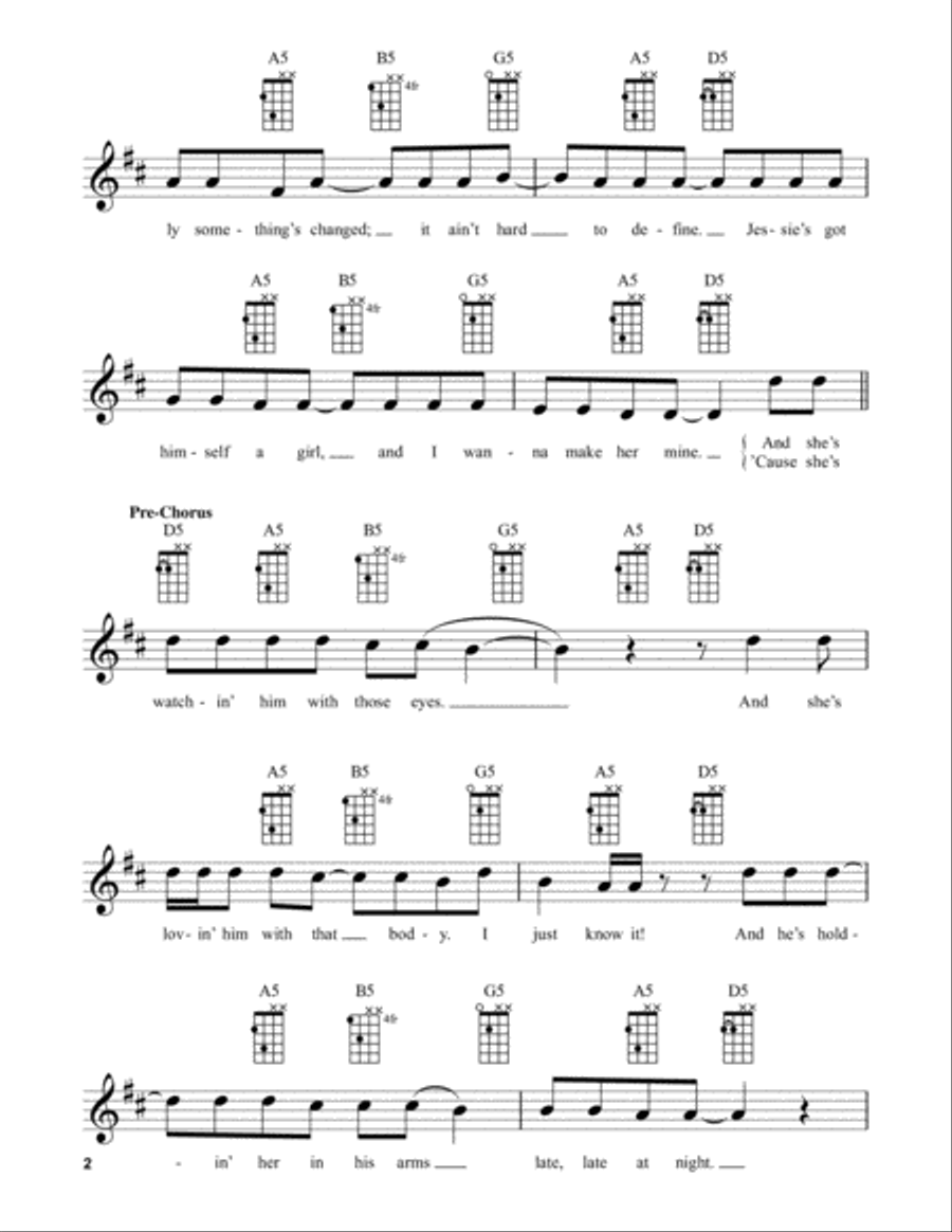Jessie's Girl Ukulele scores gallery preview page 2