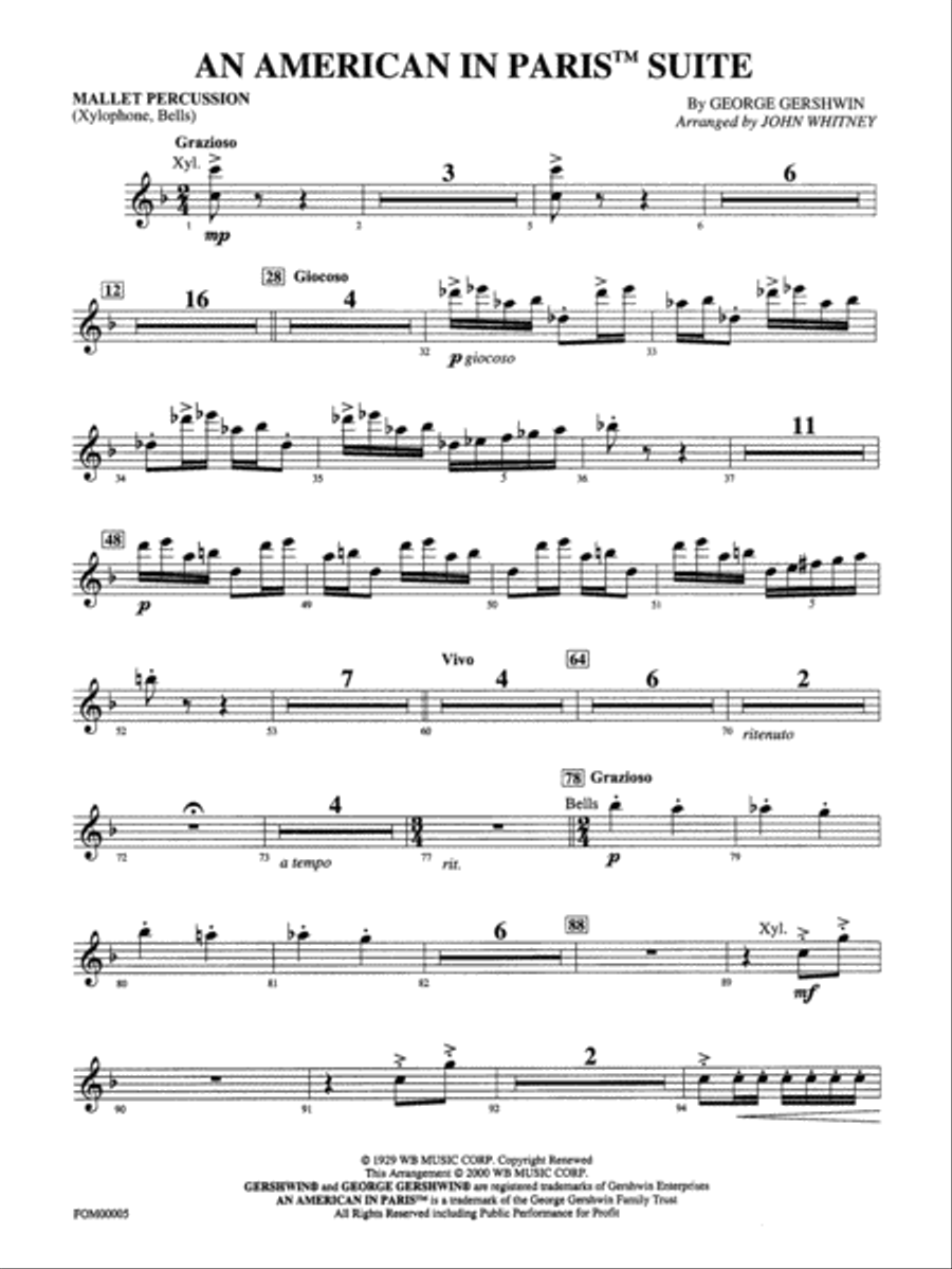An American in Paris Suite: Mallets Full Orchestra scores gallery preview page 1