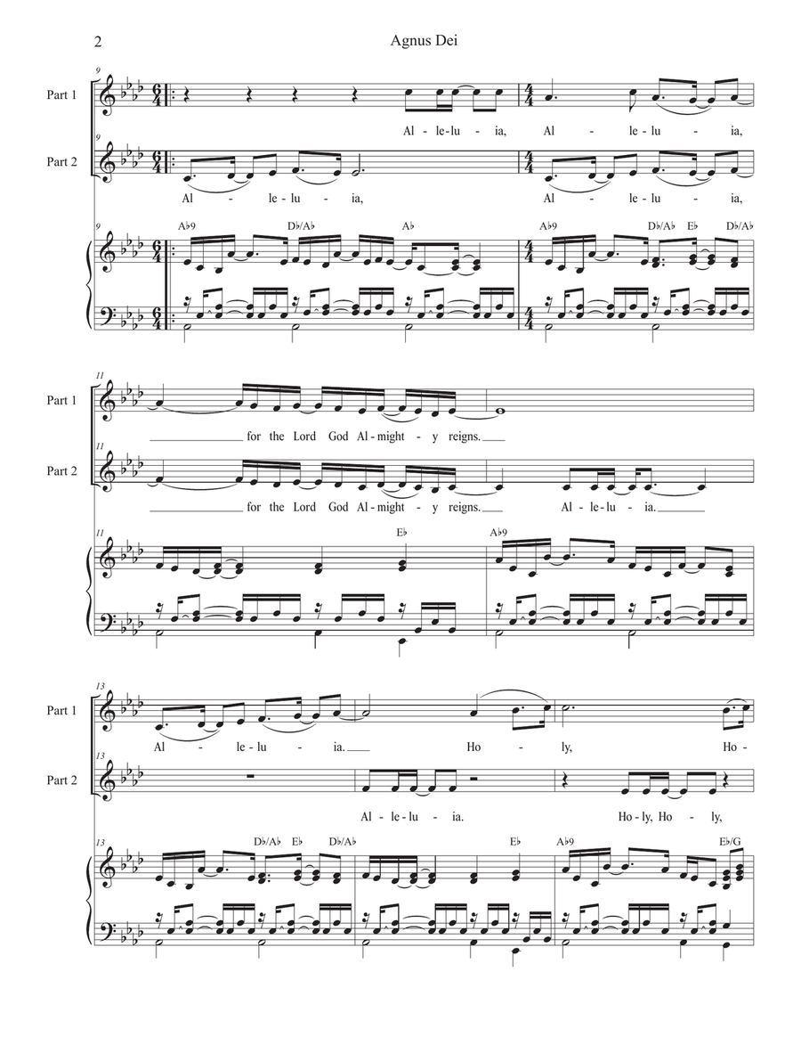 Medley: Agnus Dei with How Great Thou Art 2-Part scores gallery preview page 2