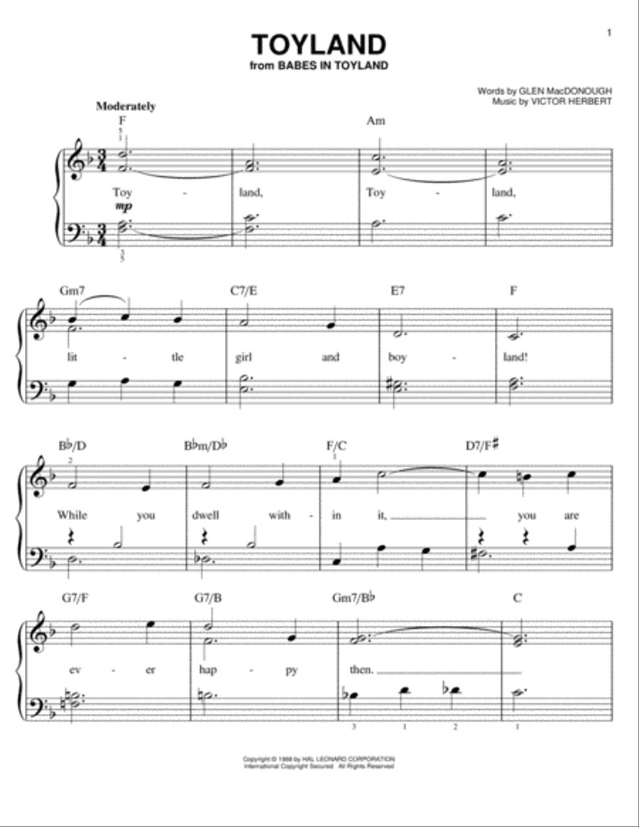 Toyland Toyland Easy Piano scores gallery preview page 1