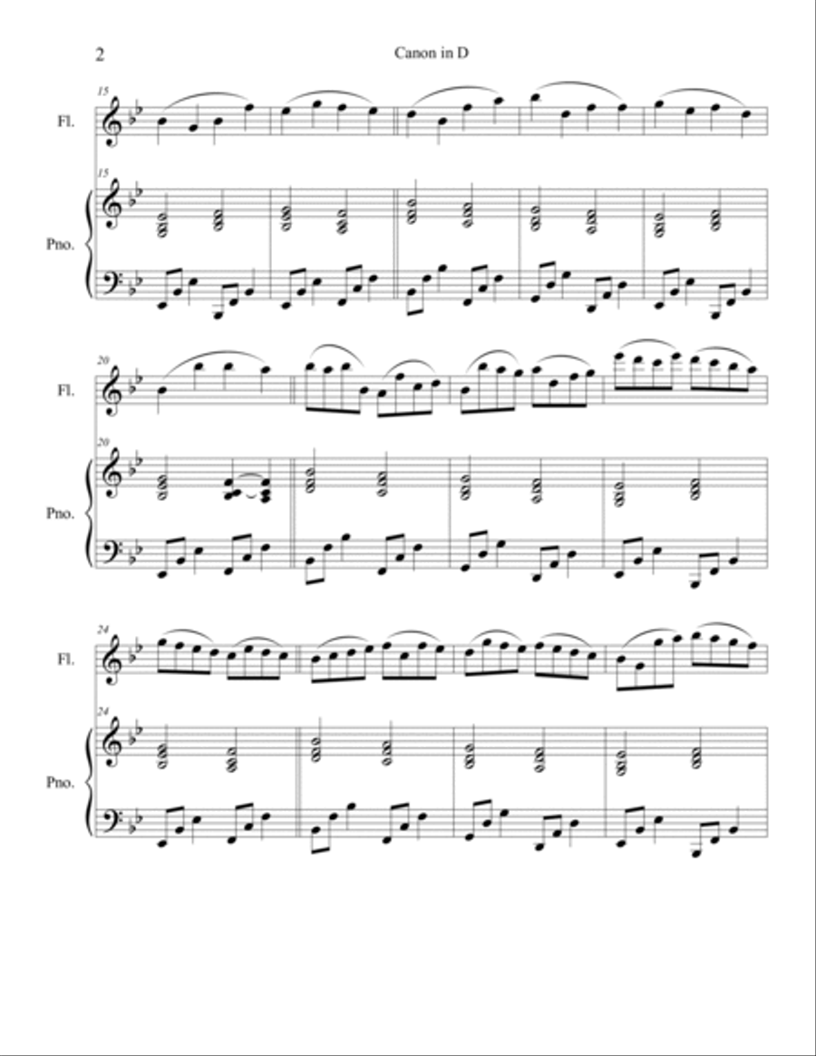 Canon in D for Flute and Piano Flute Solo scores gallery preview page 2