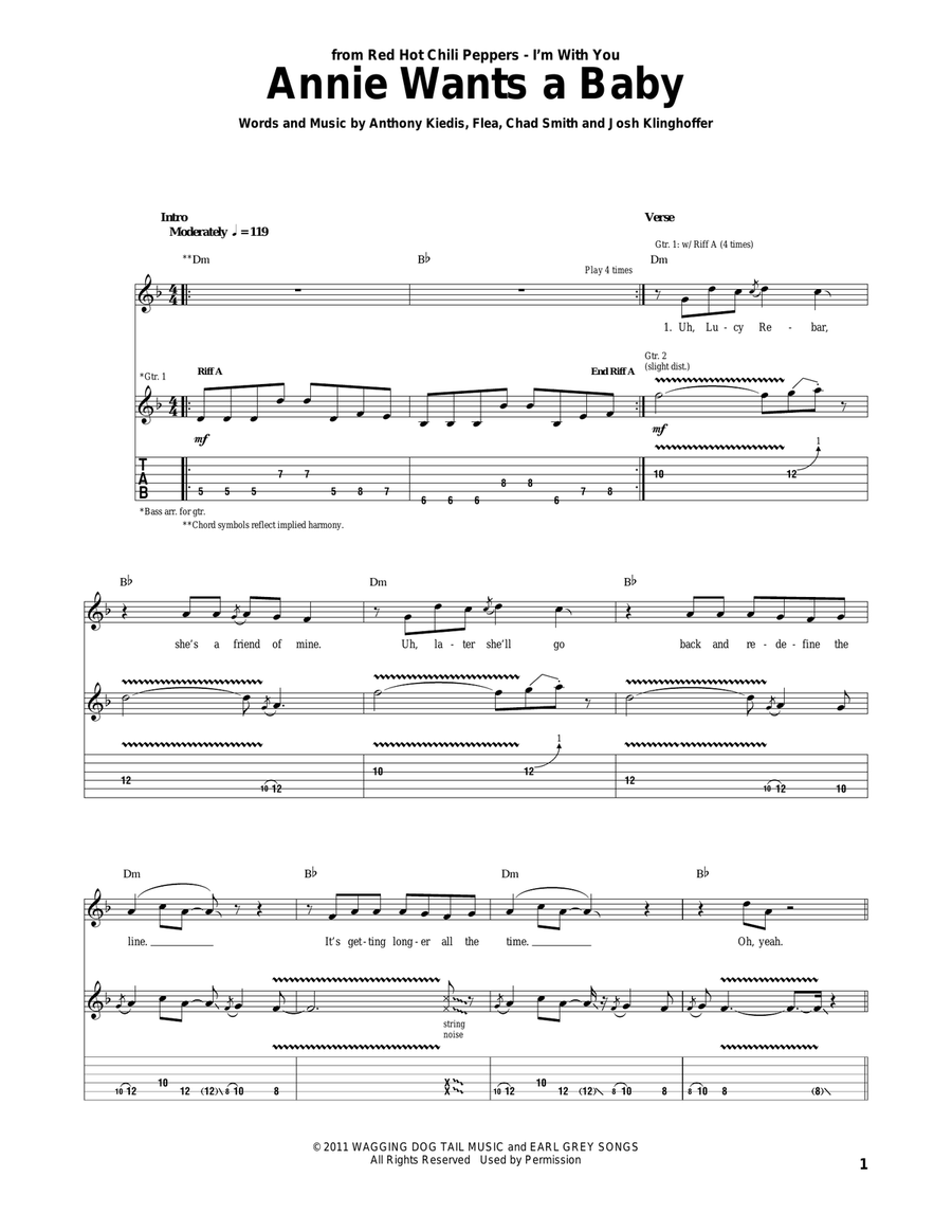 Annie Wants A Baby Acoustic Guitar scores gallery preview page 1