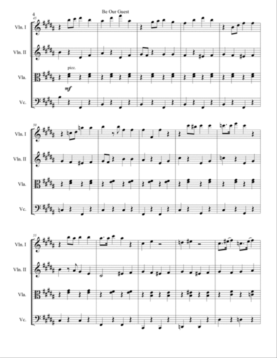 Be Our Guest Be Our Guest String Quartet scores gallery preview page 4