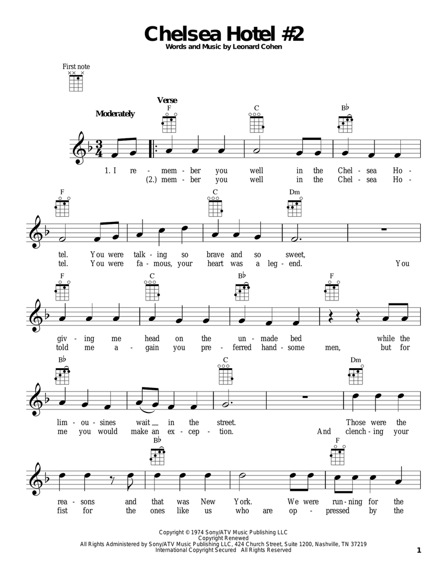 Chelsea Hotel #2 Ukulele scores gallery preview page 1