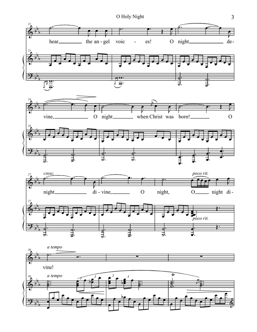 O Holy Night [high, E flat major] Piano, Vocal scores gallery preview page 3