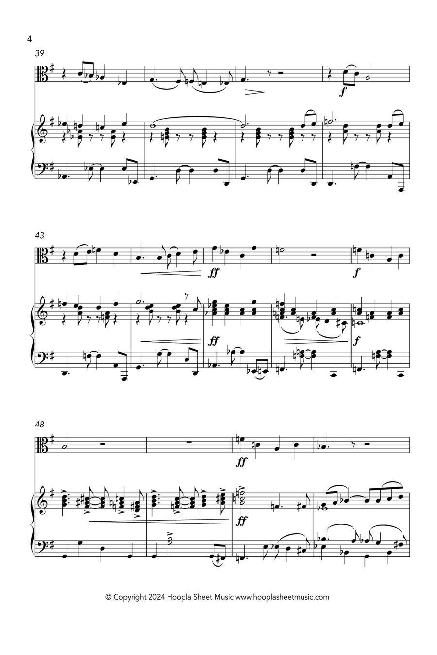 Bethlehem Beguine (O Little Town of Bethlehem Fantasy) Viola scores gallery preview page 4