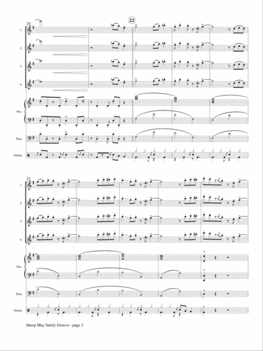 Sheep May Safely Groove for Flute Choir Flute Choir scores gallery preview page 4