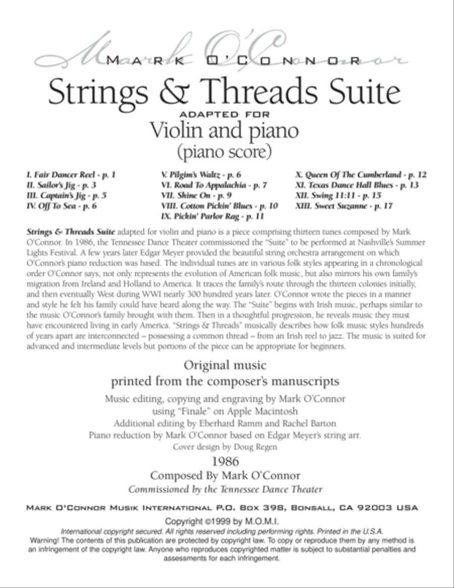 Strings & Threads Suite (piano score - adapted for vln and pno) Violin Solo scores gallery preview page 3