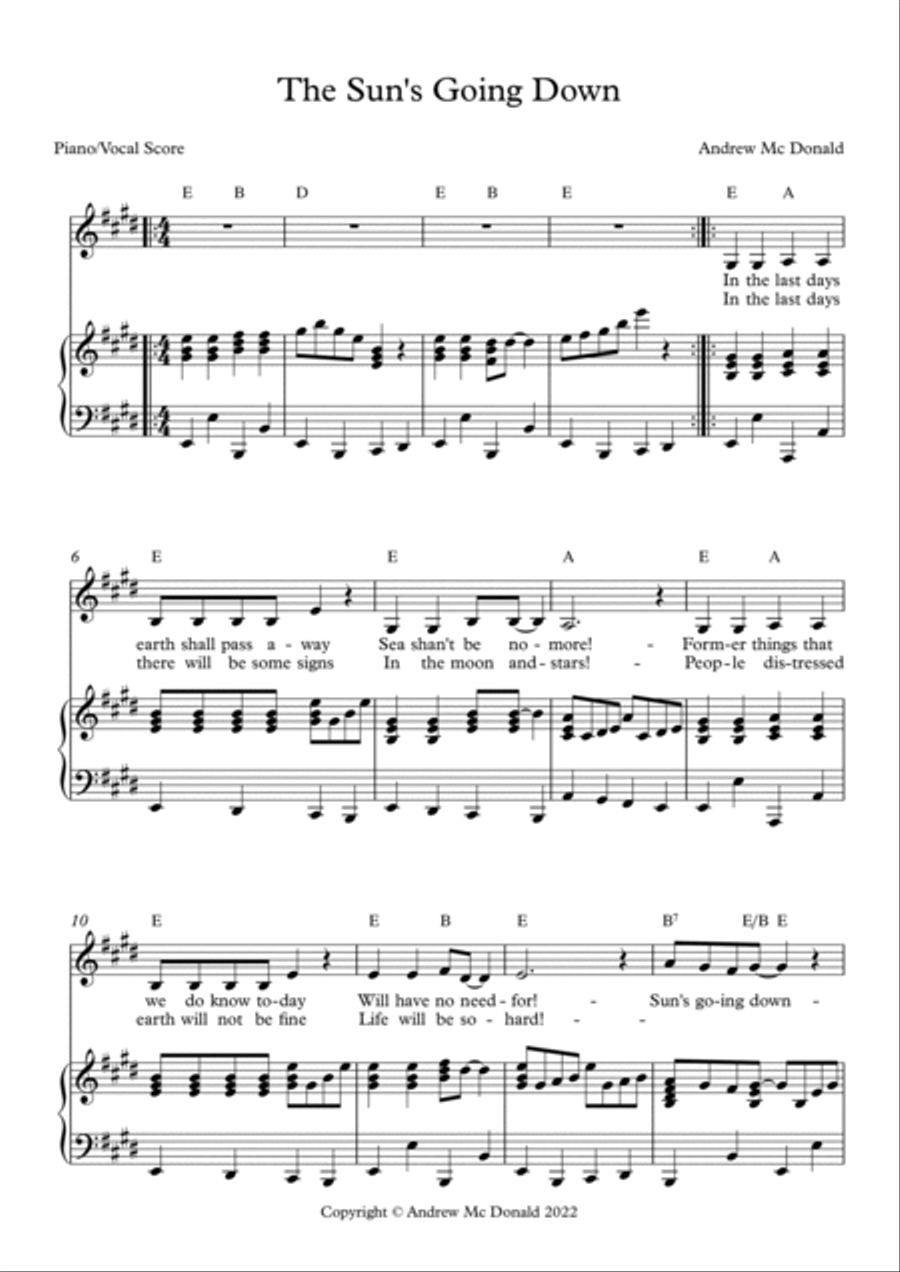 The Sun's Going Down Piano, Vocal, Guitar scores gallery preview page 2