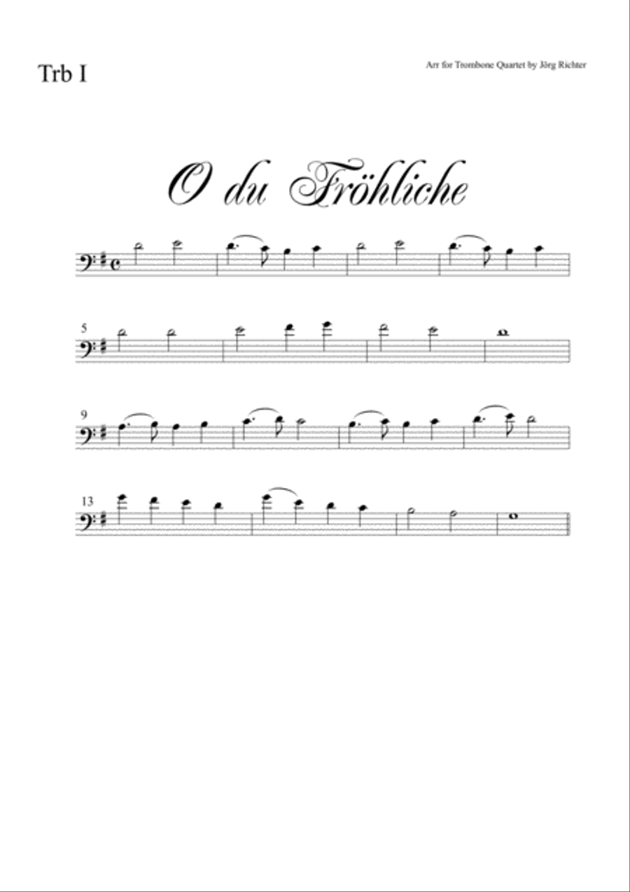 O, how joyful (O du Fröhliche) for Trombone Quartet Brass Quartet scores gallery preview page 3