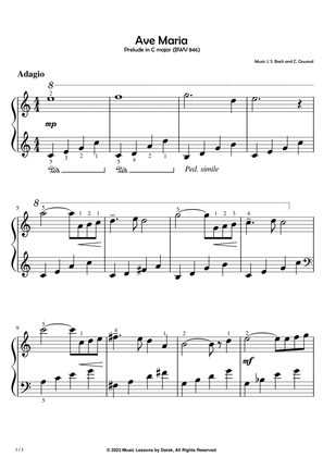 Ave Maria (EASY PIANO) Prelude in C major (BWV 846) [J. S. Bach and C. Gounod]