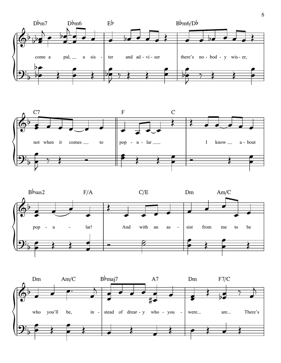 Popular (from Wicked) Easy Piano scores gallery preview page 5