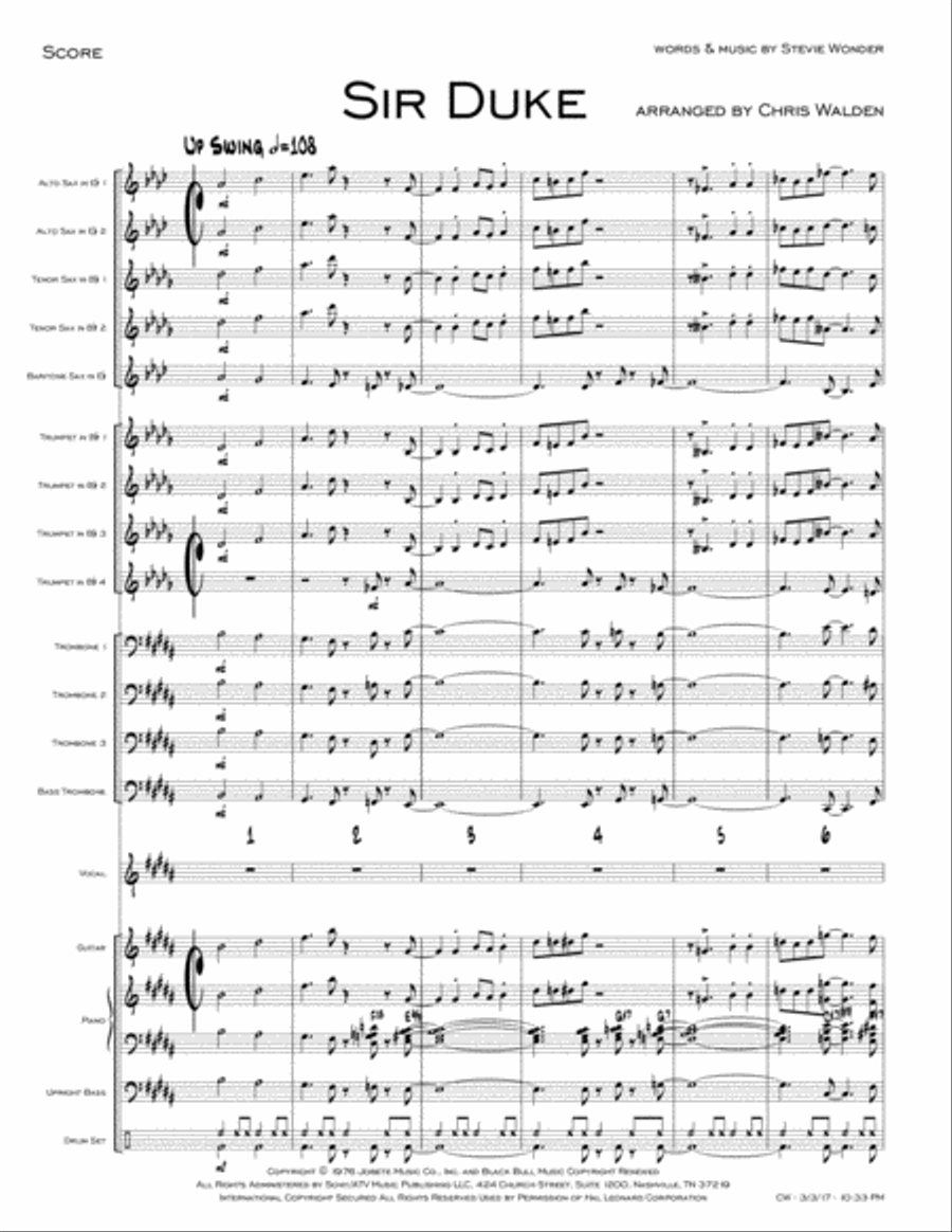 Sir Duke Jazz Ensemble scores gallery preview page 1