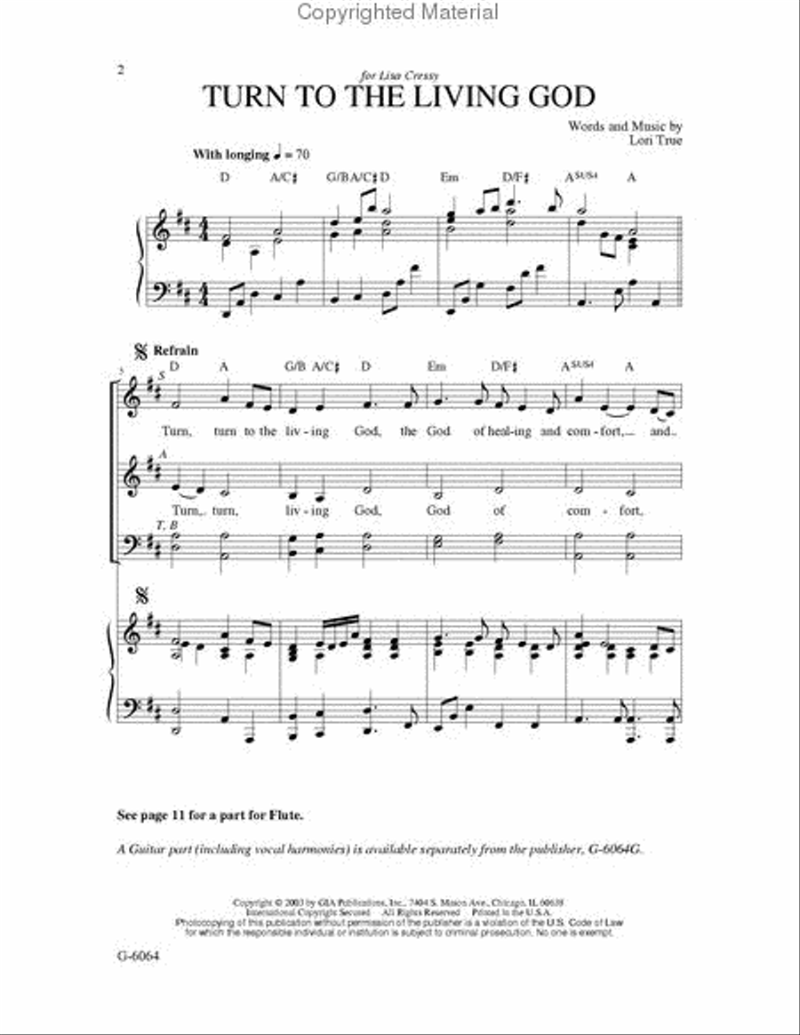 Turn to the Living God 4-Part scores gallery preview page 2