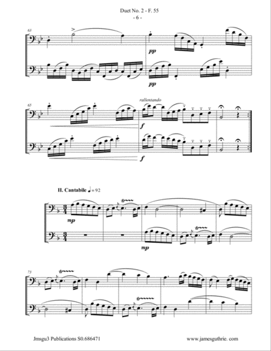WF Bach: Duet No. 2 for Trombone Duo Trombone Duet scores gallery preview page 6