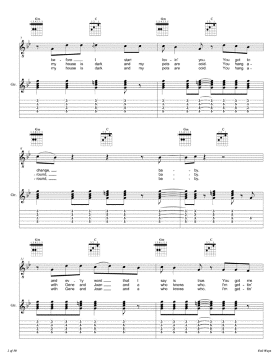 Evil Ways Electric Guitar scores gallery preview page 3