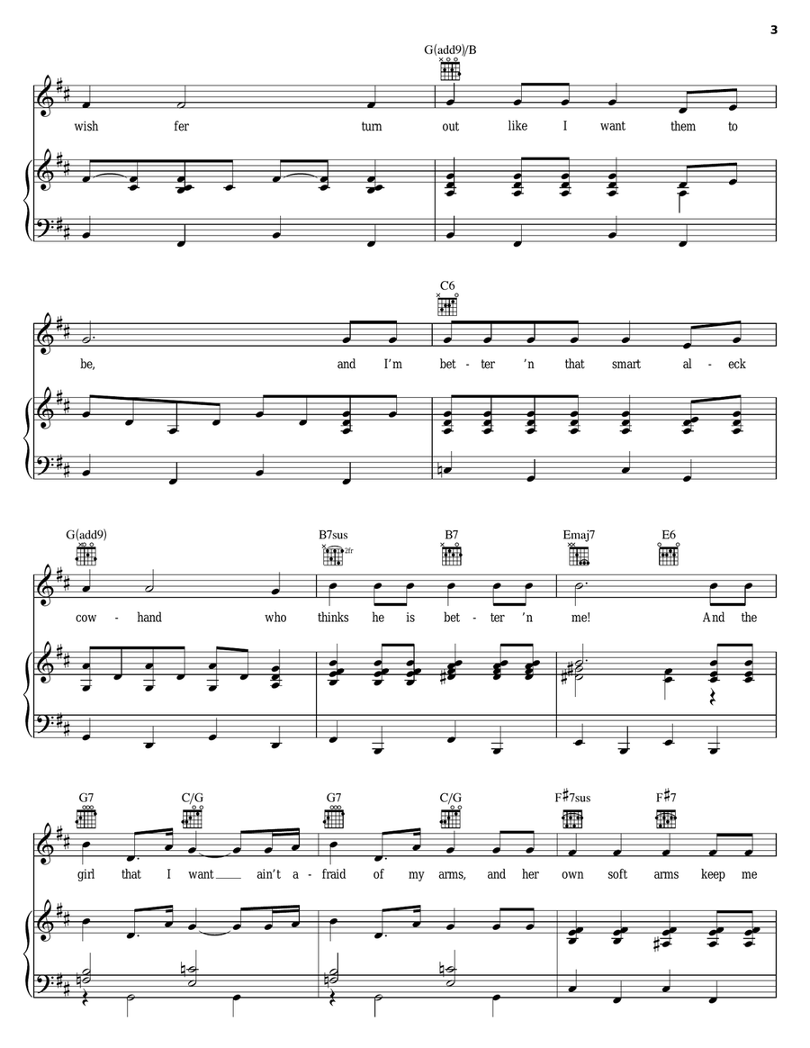 Lonely Room (from Oklahoma!) Piano, Vocal, Guitar scores gallery preview page 3
