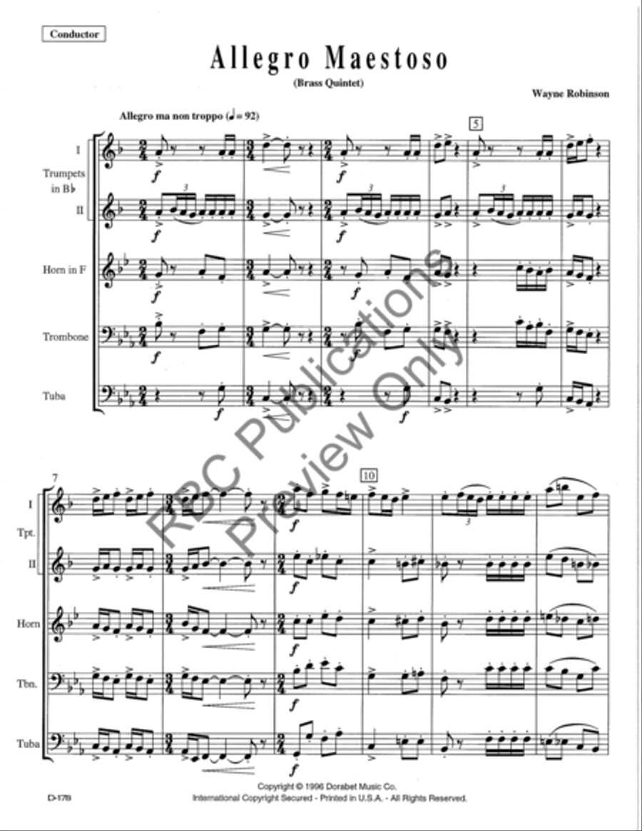 Allegro Maestoso Brass Quintet Brass Quintet scores gallery preview page 2