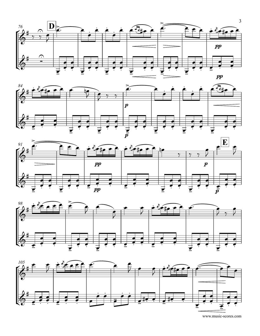 Verdi: Libiamo ne lieti calici - Brindisi from La Traviata - 2 Violins String Duet scores gallery preview page 3