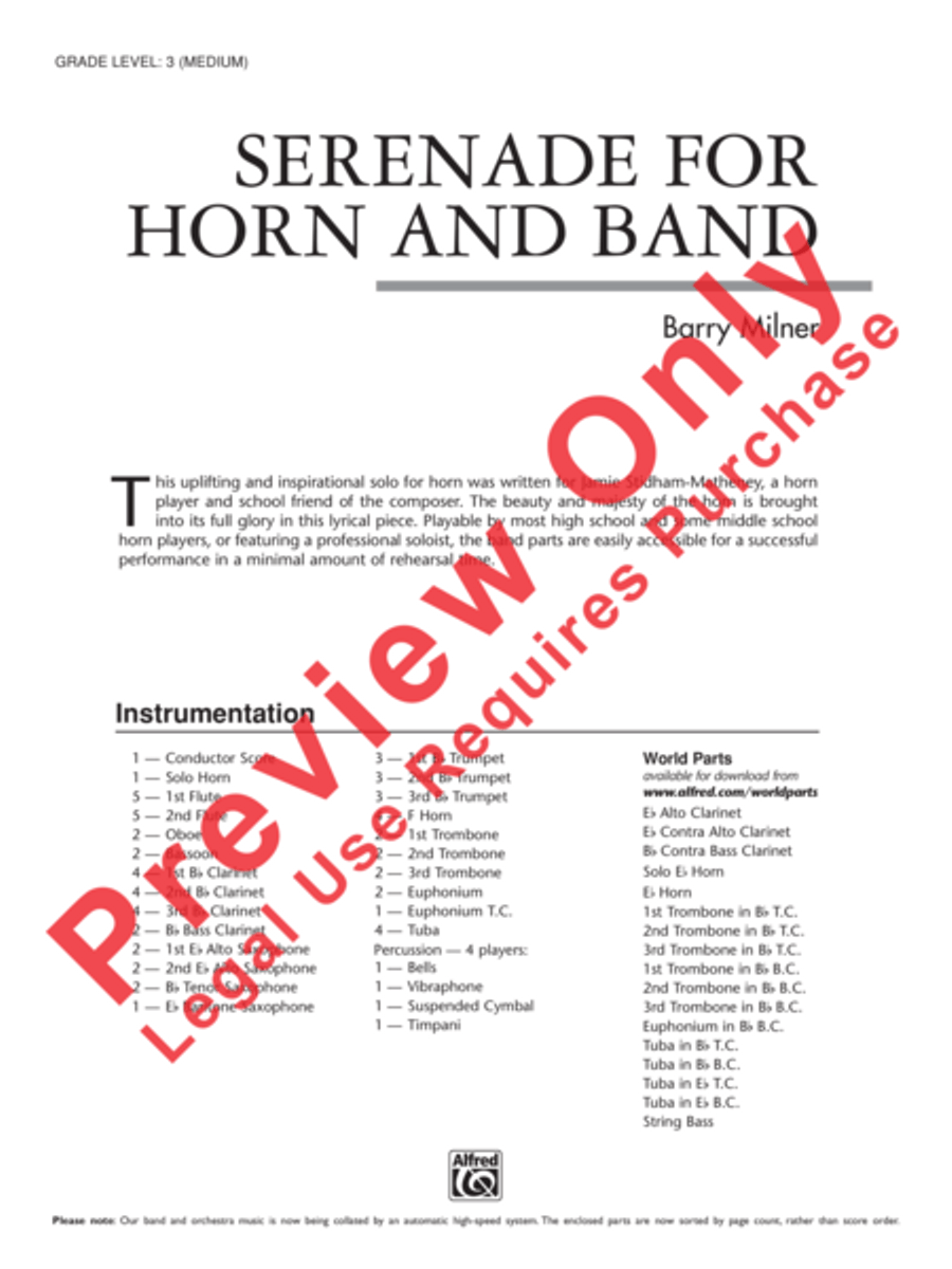 Serenade for Horn and Band Concert Band scores gallery preview page 2