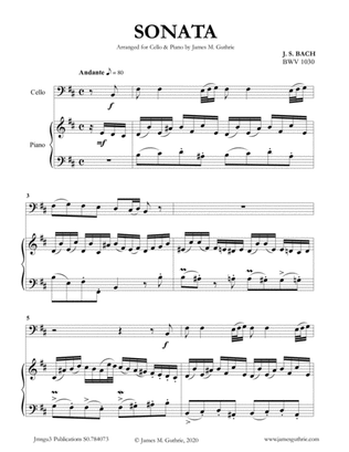 BACH: Sonata BWV 1030 for Cello & Piano