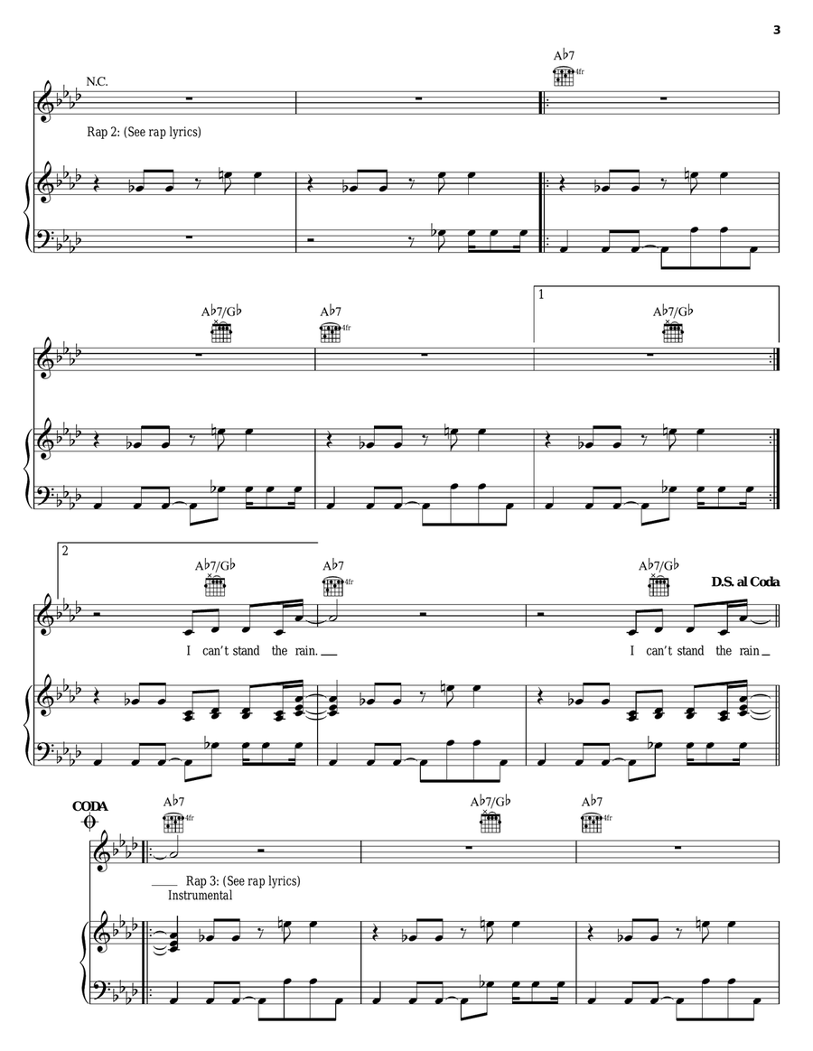 The Rain (Supa Dupa Fly) Piano, Vocal, Guitar scores gallery preview page 3