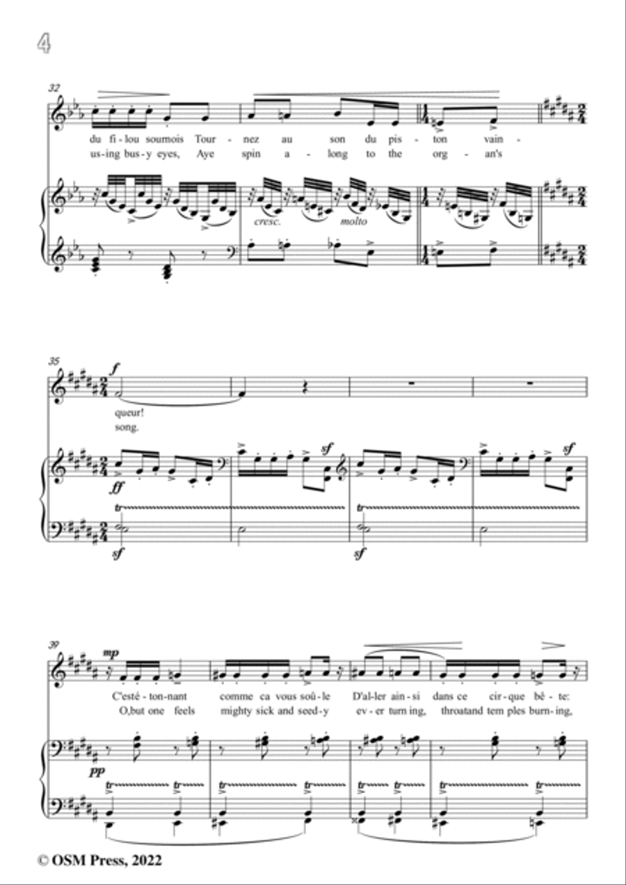 Debussy--Paysages belges(Chevaux de bois),CD 63 No.4,in E Major,from 'Ariettes oubliées,CD 63',for V Voice scores gallery preview page 6