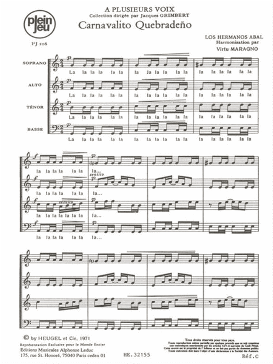 Carnavalito Quebradeno 4-Part scores gallery preview page 1