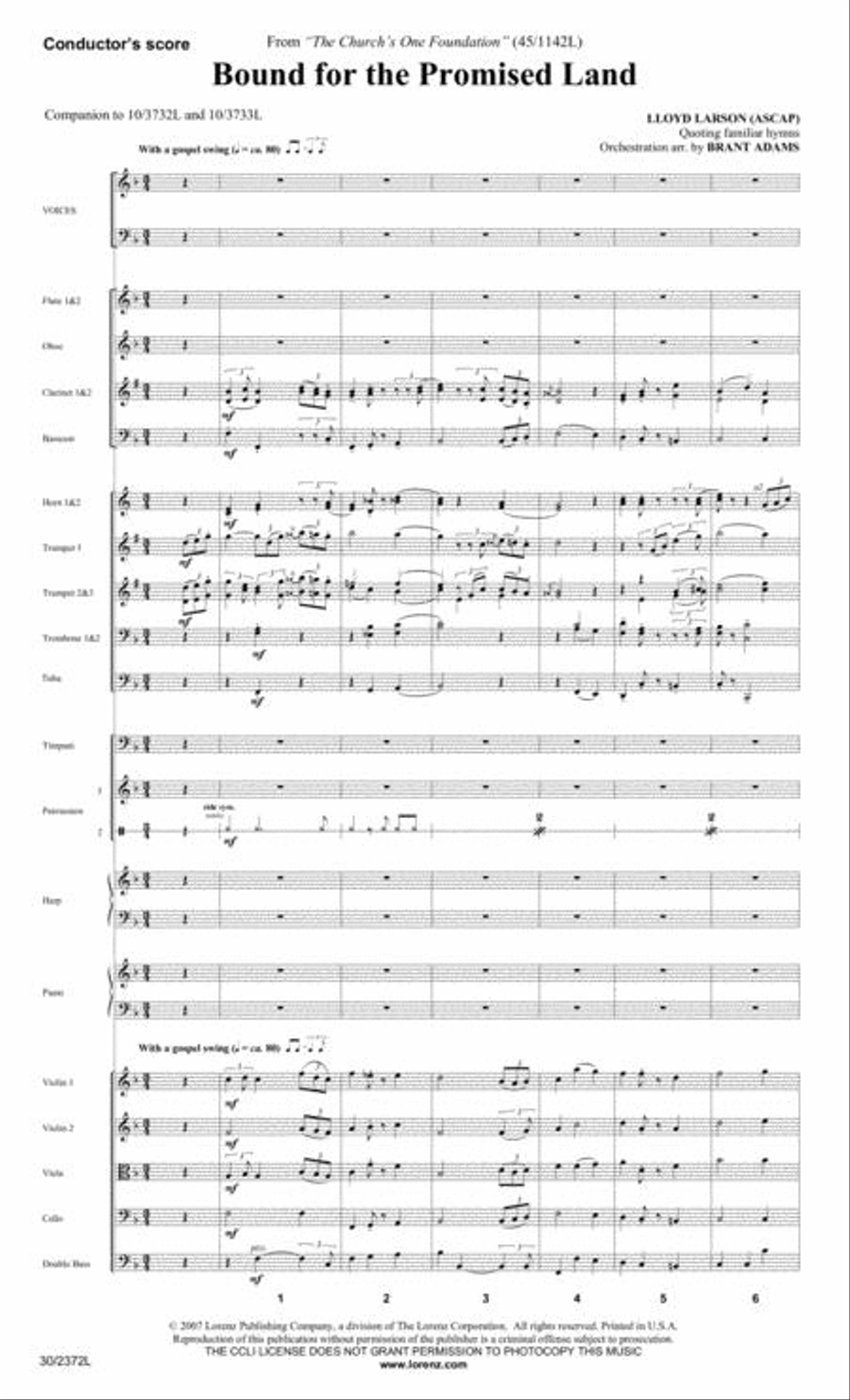 Bound for the Promised Land - Orchestra Score and Parts Choir scores gallery preview page 2
