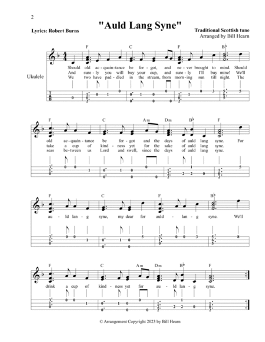 Auld Lang Syne Ukulele scores gallery preview page 2