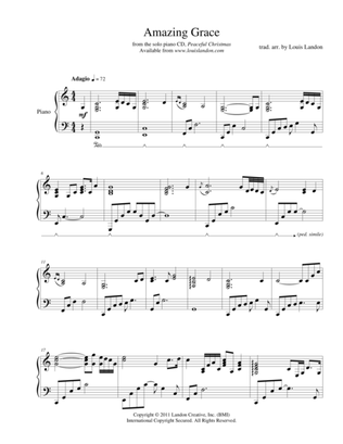 Amazing Grace - Traditional Christmas - Louis Landon - Solo Piano