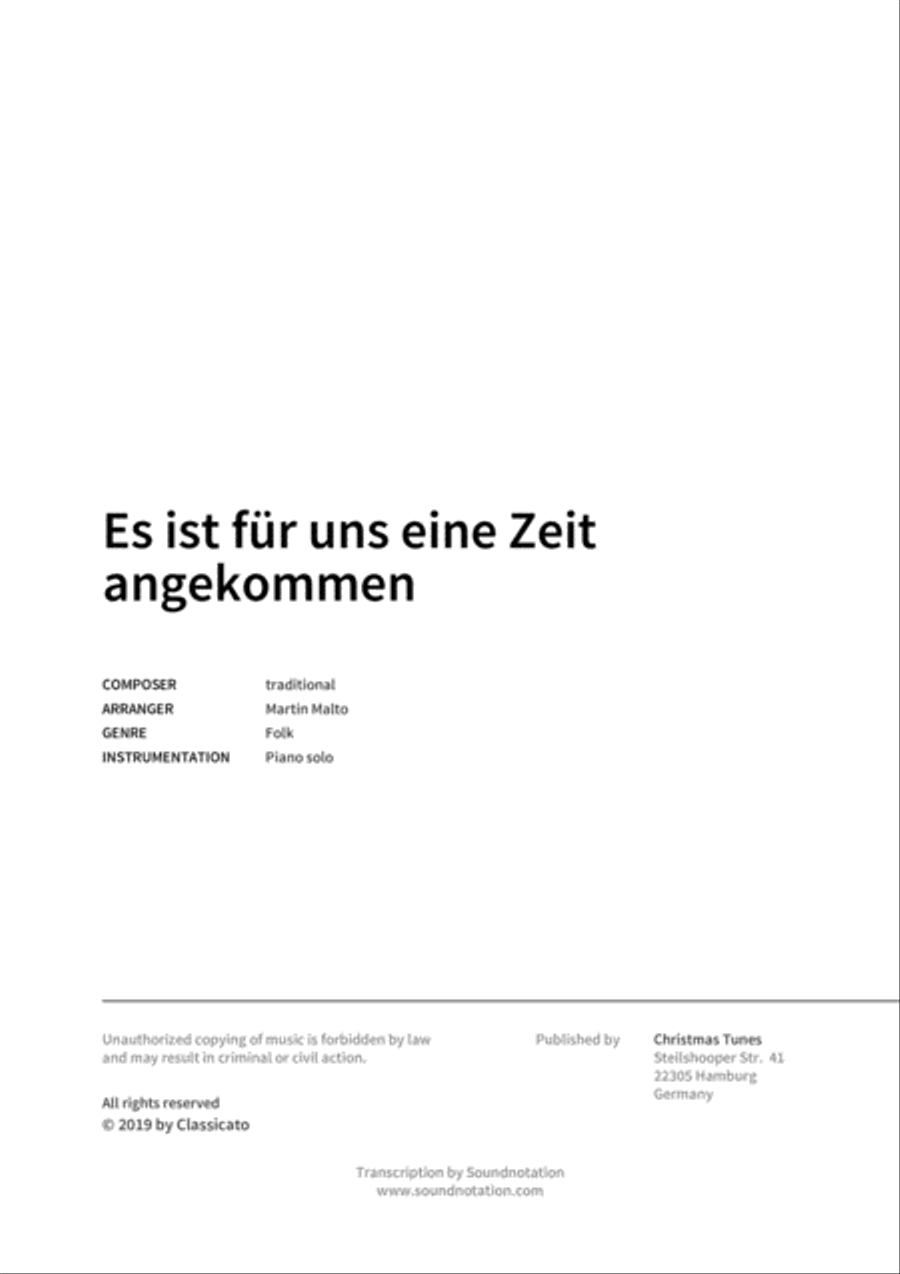 Es ist fur uns eine Zeit angekommen Piano scores gallery preview page 2