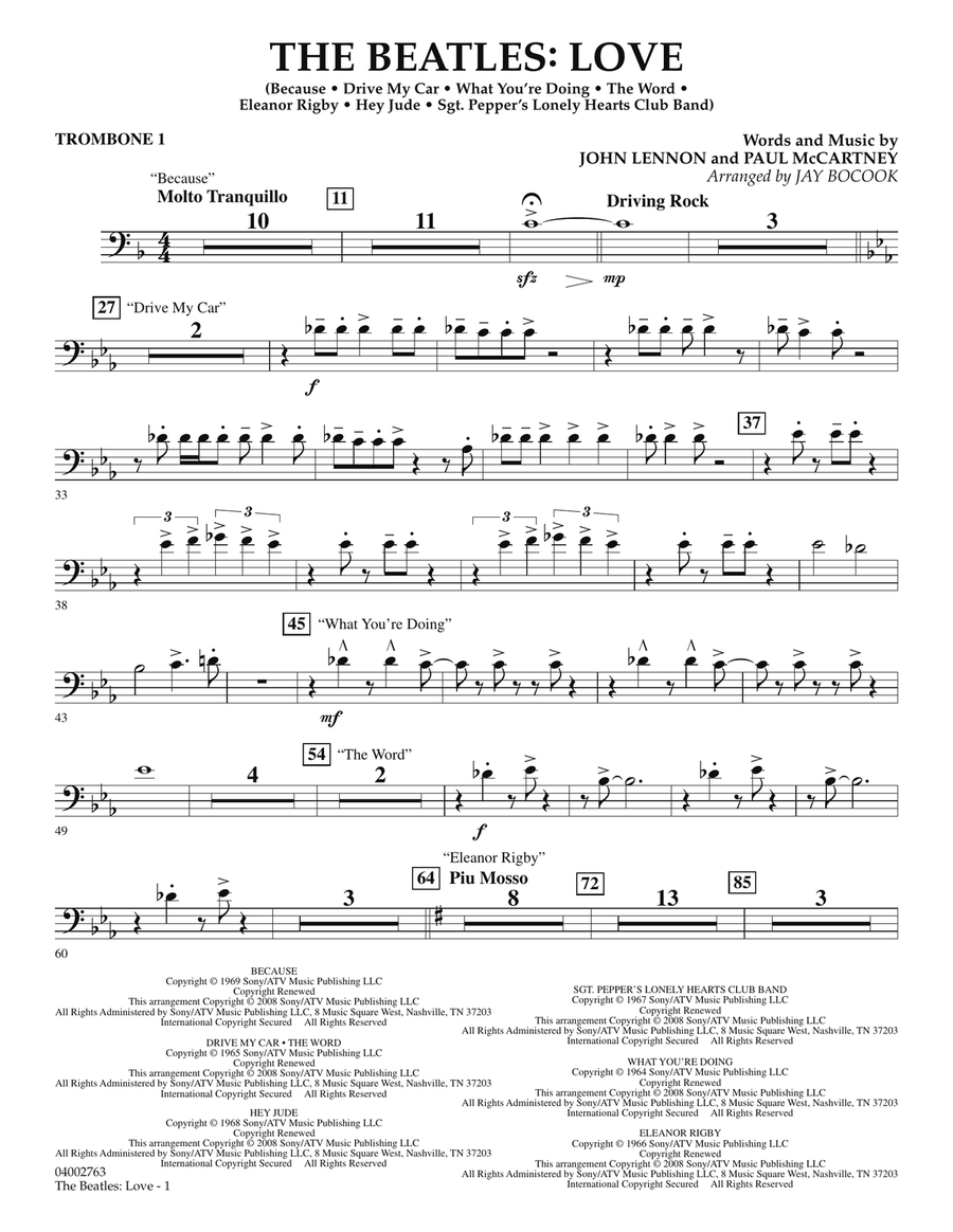 The Beatles: Love - Trombone 1 Concert Band scores gallery preview page 1