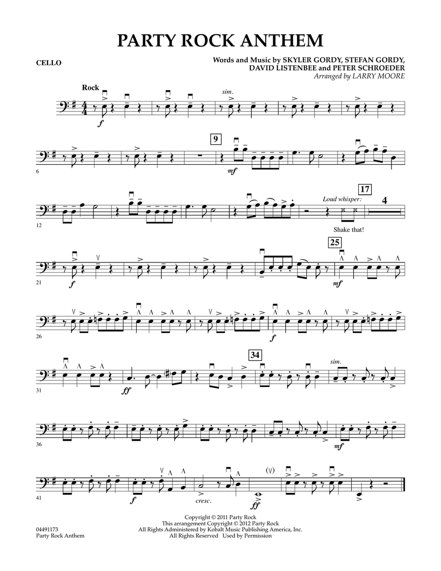 Party Rock Anthem - Cello