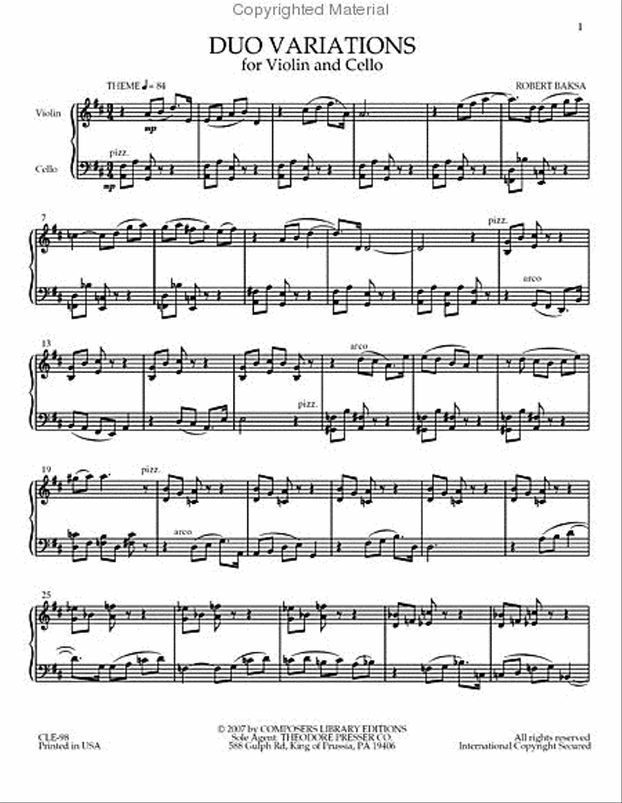 Duo Variations for Violin and Cello String Duet scores gallery preview page 2