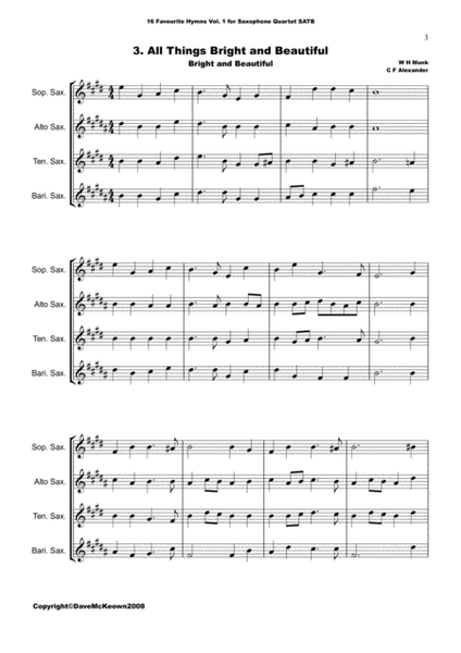 16 Favourite ﻿Hymns for Saxophone Quartet (Vol 1.) image number null