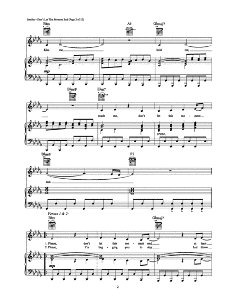 Don't Let This Moment End Piano, Vocal, Guitar scores gallery preview page 2