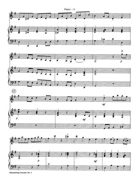 Brandenburg Concerto No. 3: Piano Accompaniment