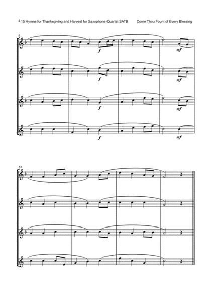 15 Favourite Hymns for Thanksgiving and Harvest for Saxophone Quartet SATB