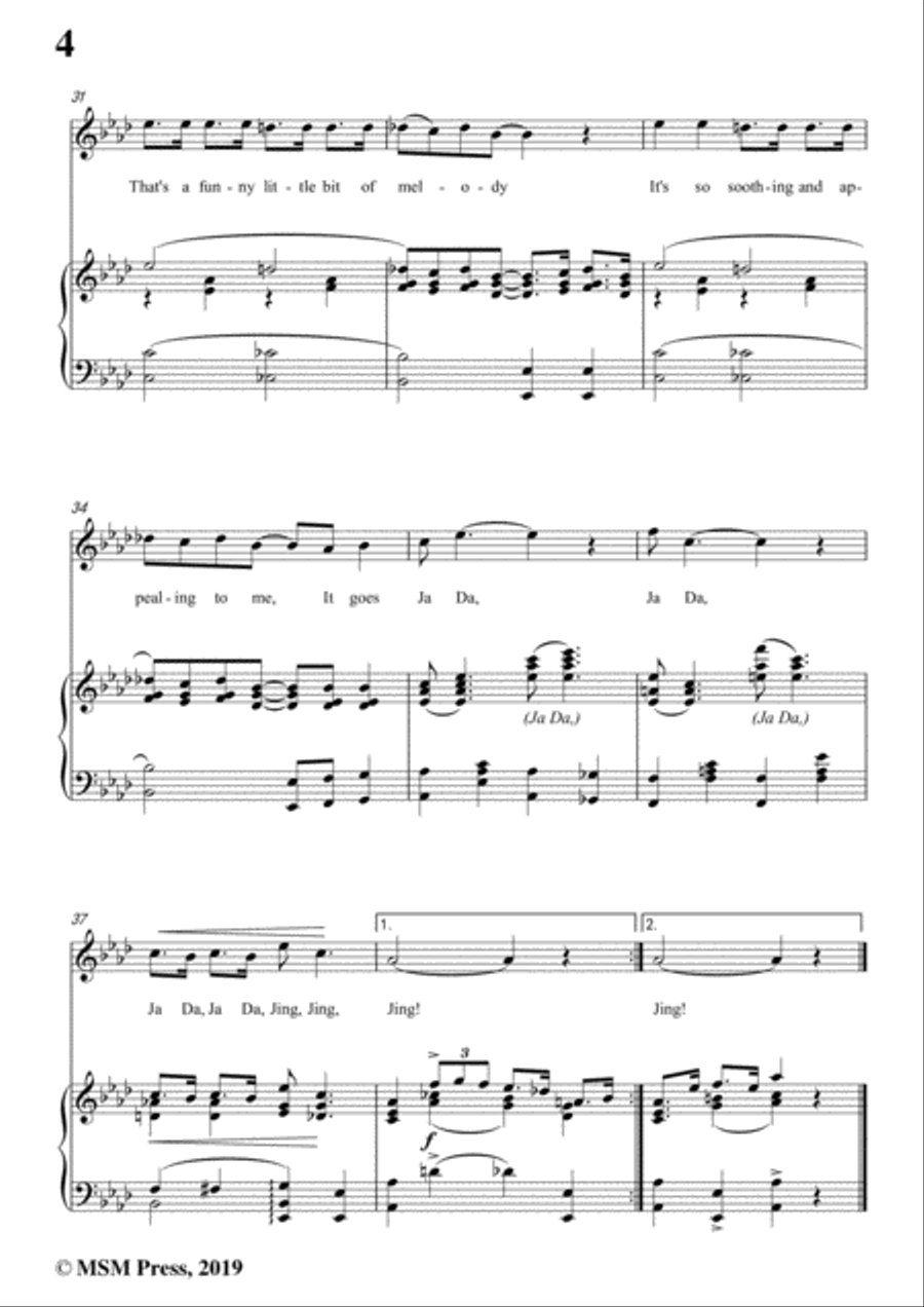 Bob Carleton-Ja-Da,in A flat Major,for Voice and Piano Voice Solo scores gallery preview page 6