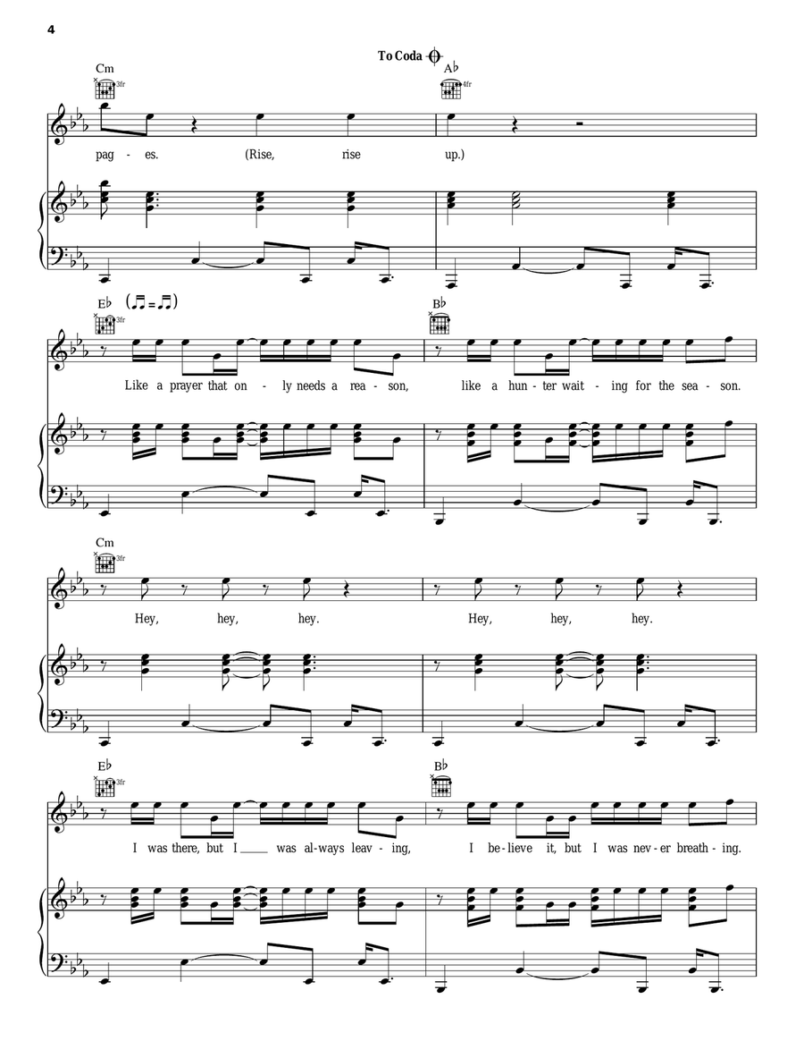 Rise Up Piano, Vocal, Guitar scores gallery preview page 4