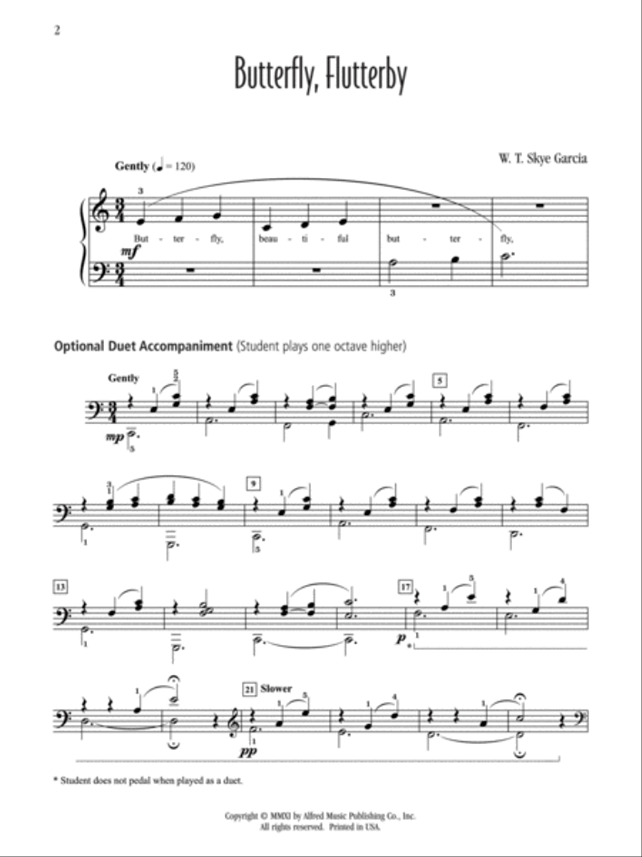 Butterfly, Flutterby Easy Piano scores gallery preview page 2